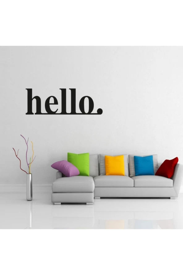 GİZEM SHOP Hello Dekoratif Ahşap Siyah Duvar Yazısı Siyah ürün görseli 1