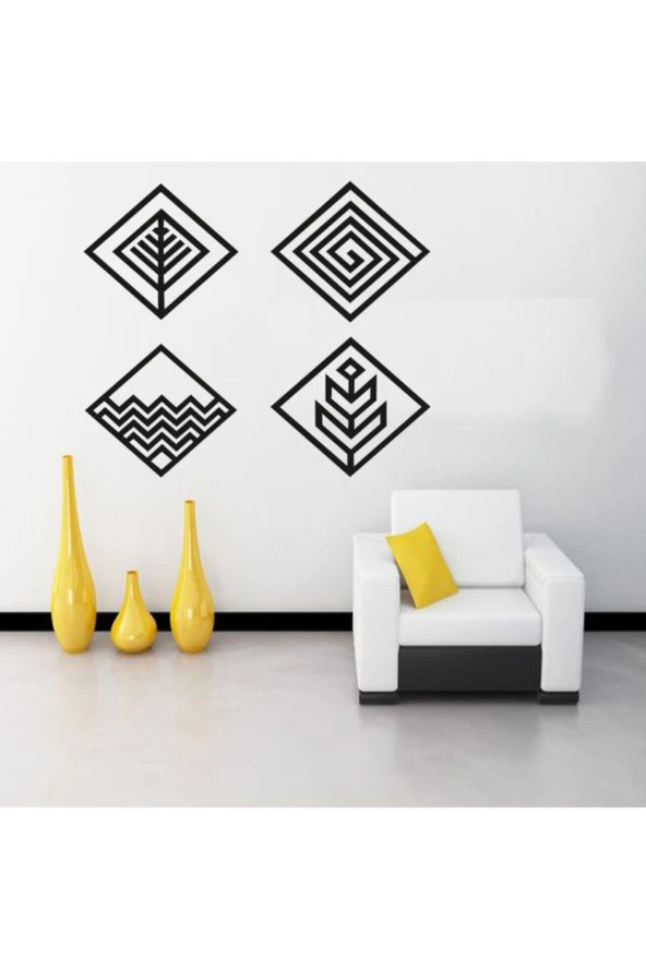 HYL Dört Element Temalı Modern Ahşap Duvar Tablo Siyah - Resim 4