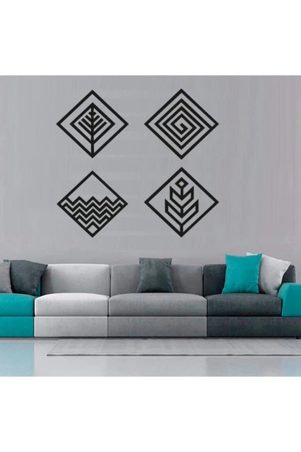 HYL Dört Element Temalı Modern Ahşap Duvar Tablo Siyah - Resim 8