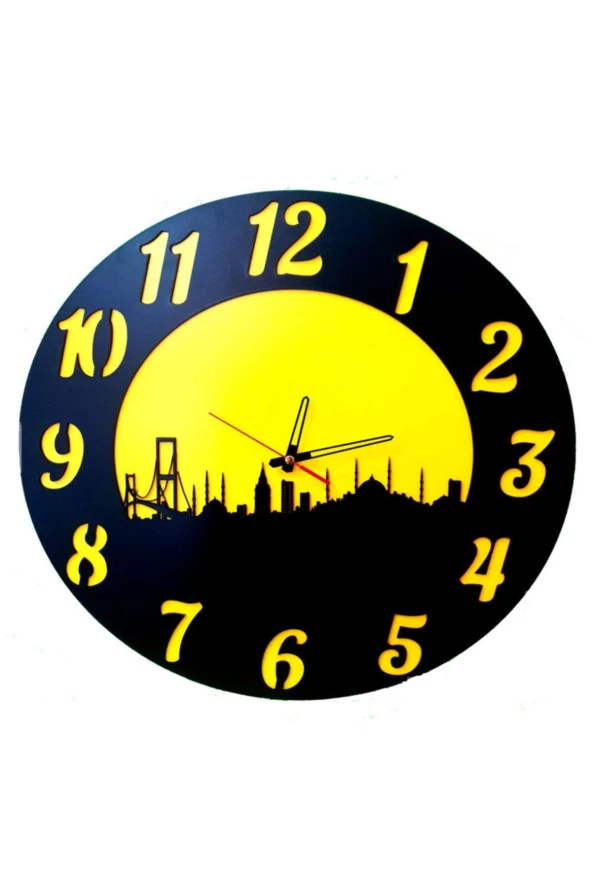 GİZEM SHOP Dekoratif Lazer Kesim Desenli Ahşap Duvar Saati ürün görseli 1