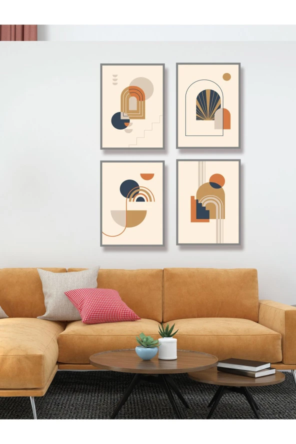 YALOVA SHOP Dekoratif Minimalist Çalışması 4 lü Tablo Seti ürün görseli 1