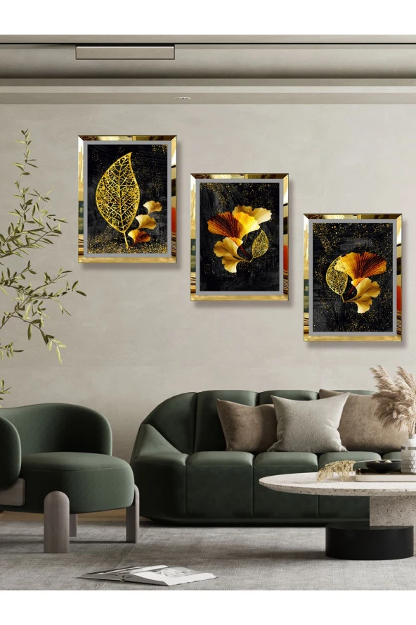 YALOVA SHOP Dekoratif,Modern Sanatsal Siyah Üzerine Gold Çalışması ürün görseli 1