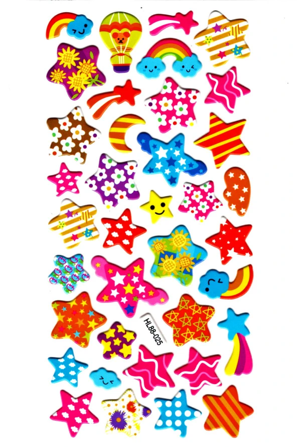 Sticker Kabartmalı Stiker Defter, Planlayıcı Etiket (HL88-025)-17x9cm- Desenli Yıldızlar ürün görseli 1