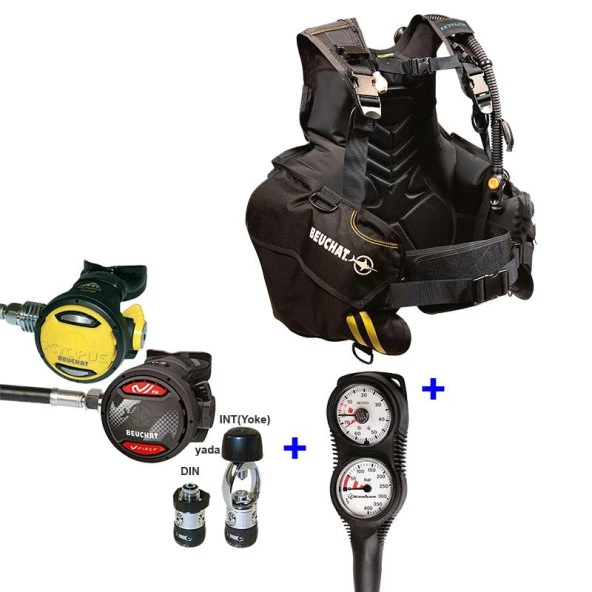 BEUCHAT Scuba Set FIRST, Regülatör, Ahtapot, 1DIVE Bc, Konsol, DIN-M-L ürün görseli 1
