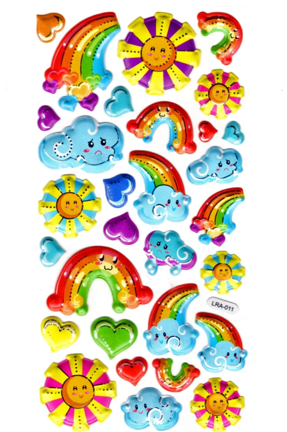 Sticker Kabartmalı Stiker Defter, Planlayıcı Etiket (limlra-011)-17x9cm- Güneş Bulut Gökkuşağı ürün görseli 1