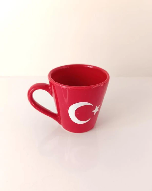 Bardak Seramik Kupa Türk Bayrak Ay Yıldız Çay Kahve Su 200 ML ürün görseli 1