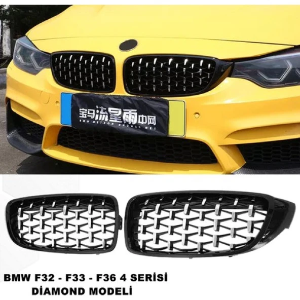 Bmw F32 4 Serisi Diamond Ön Panjur Izgara Böbrek Piano Black & Krom Desen ürün görseli 1