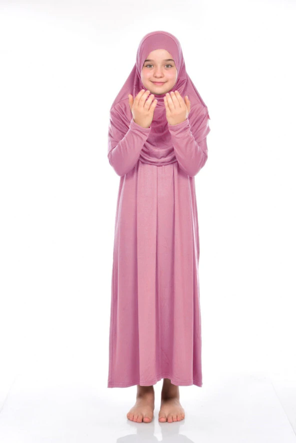 Pratik Çocuk Namaz Elbisesi 8-12 Yaş Pembe ürün görseli 1