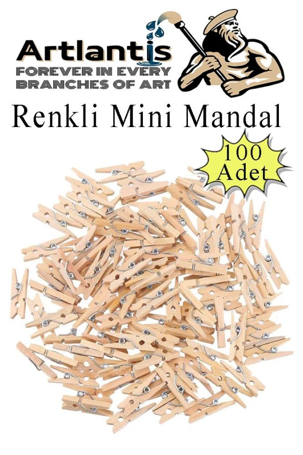 Naturel Mini Mandal Ahşap 100 Adet Renksiz Minik Mandal Dekoratif Süsleme Fotoğraf Asma Mandalı Dekarasyon ürün görseli 1