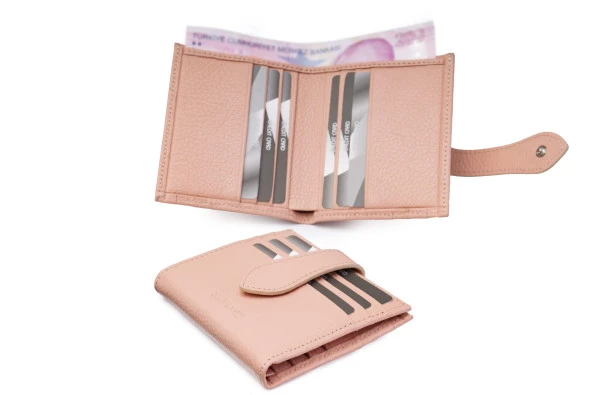 SANLINE 800 Hakiki Deri Kartlık Görünümlü Unisex Cüzdan - Pudra ürün görseli 1