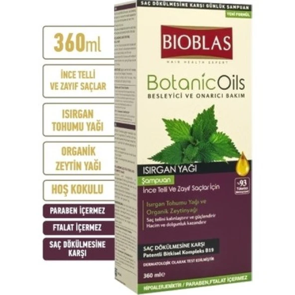 Bioblas Botanic Oils Isırgan Yağlı Saç Dökülmesine Karşı Şampuan 360 ml ürün görseli 1