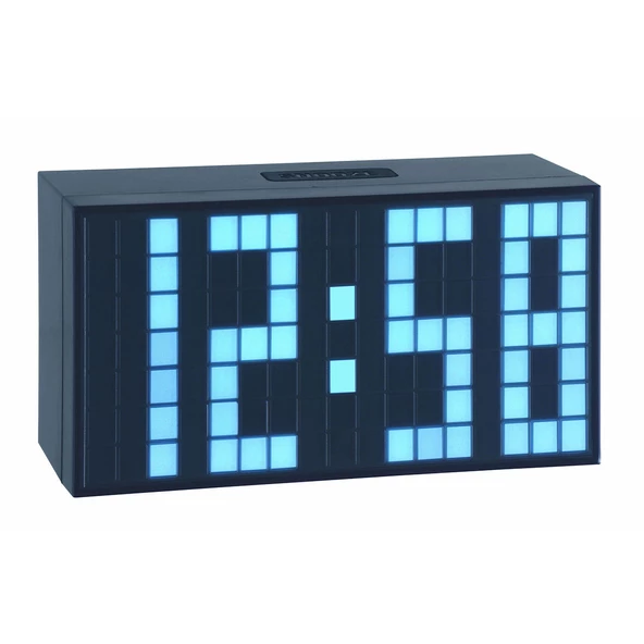 TFA Time Block Dijital Led Göstergeli Alarmlı Masa Saati Mavi ürün görseli 1