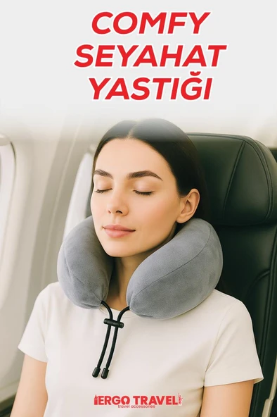 Comfy Ortopedik Seyahat Yastığı Visco Boyun Destekli Seyahat Yastığı - Gri | Ergo Travel