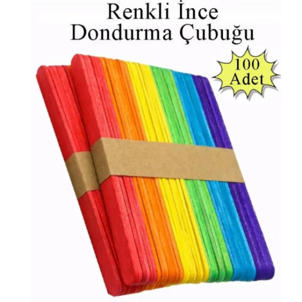 Renkli Dar Dil Çubuğu 100 Adet abeslang en 1cm ,boy 11.4 cm ürün görseli 1