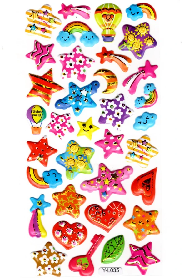 Sticker Kabartmalı Stiker Defter, Planlayıcı Etiket (limyl-035)-17x9cm- Desenli Yıldızlar ürün görseli 1