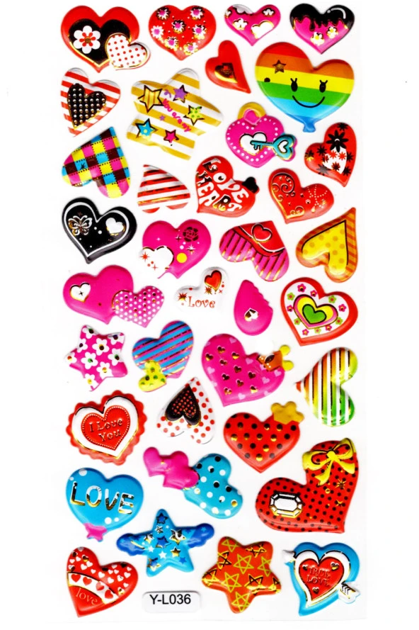 Sticker Kabartmalı Stiker Defter, Planlayıcı Etiket (limyl-036)-17x9cm- Desenli Kalp Yıldız ürün görseli 1