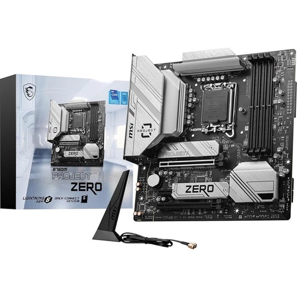 MSI B760M PROJECT ZERO WIFI-6E DDR5  HDMI-DP PCIE 4.0 1700P MATX ürün görseli 1