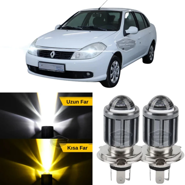 Renault Symbol 2008-2012 Thalia Uyumlu Mercekli Far Ampulü Led Xenon Çift Renk Sarı-Beyaz Far Şimşek Etkili CSP Led Lamba Uzun Kısa 2 Adet Takım ürün görseli 1