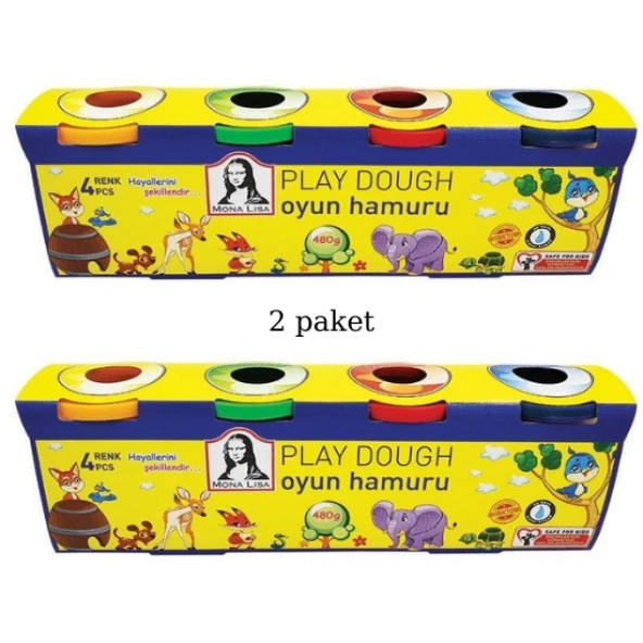 monalisa 4 lü oyun hamuru 2 paket 4x480 gr su bazlı ürün görseli 1