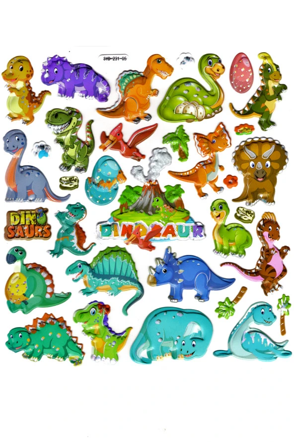 Sticker Kabartmalı Stiker Defter, Planlayıcı Etiket (Syd231-05)-20x18cm- Sevimli Dinazorlar ürün görseli 1