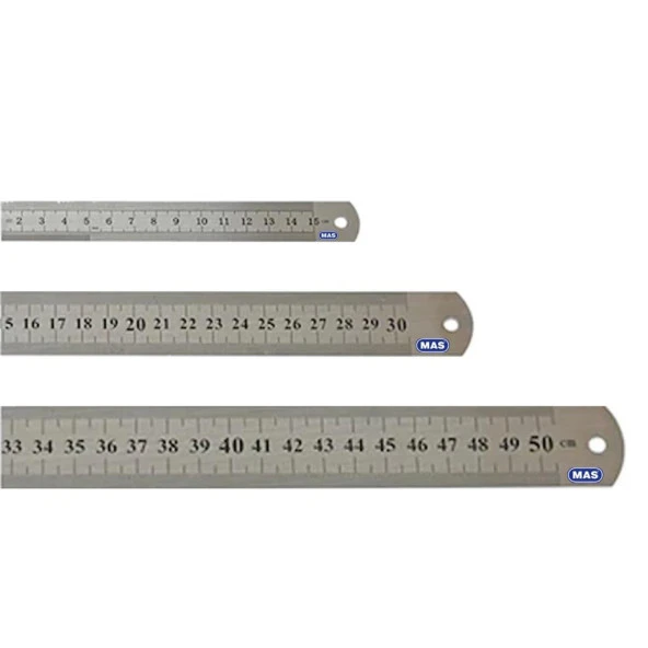 Mas Çelik Cetvel 15 Cm + 30 Cm + 50 Cm - 3'lü Set ürün görseli 1