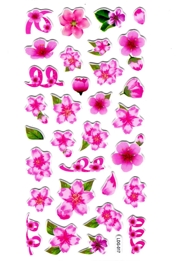 Sticker Kabartmalı Stiker Defter, Planlayıcı Etiket (Ldg017)-17x9 cm - Pembe Çiçekler ürün görseli 1