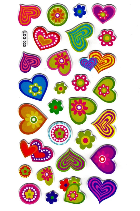 Sticker Kabartmalı Stiker Defter, Planlayıcı Etiket (Ldg023)-17x9 cm- Desenli Kalp ürün görseli 1
