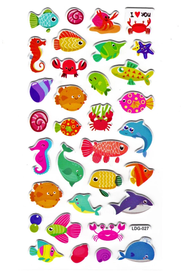 Sticker Kabartmalı Stiker Defter, Planlayıcı Etiket (Ldg027)-17x9 cm- Balıklar ürün görseli 1
