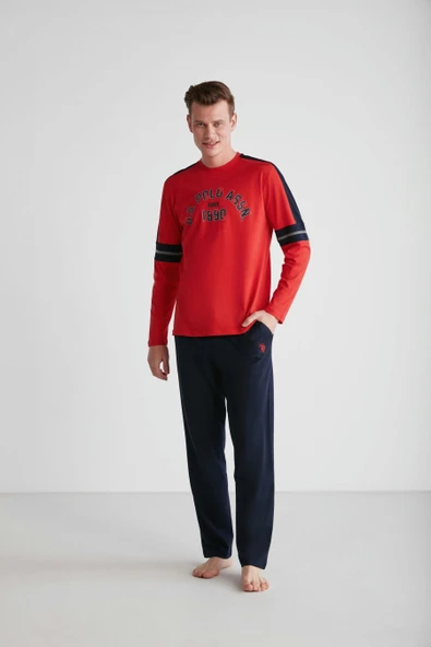 U.S. Polo Assn. 18727 Erkek Kırmızı Yuvarlak Yaka Pijama Takımı ürün görseli 1