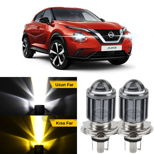 Nissan Juke 2010-2014 Makyajsız Kasa Uyumlu Mercekli Far Ampulü Led Xenon Çift Renk Sarı-Beyaz Far Şimşek Etkili CSP Led Lamba Uzun Kısa 2 Adet Takım ürün görseli 1