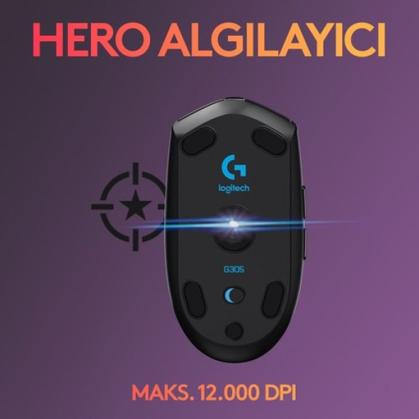 Logitech G305 Lightspeed 910-005283 Siyah Optik Wireless Oyuncu Mouse - Resim 3