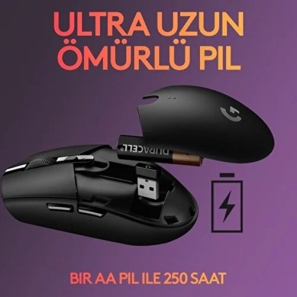 Logitech G305 Lightspeed 910-005283 Siyah Optik Wireless Oyuncu Mouse - Resim 4