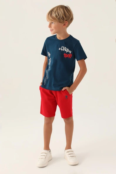 U.S. Polo Assn. 1751 Lisanslı Clothing Lacivert Erkek Çocuk Bermuda Takım ürün görseli 1