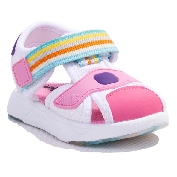 Vicco Flow II 332P24Y202 Beyaz Pembe Ortopedik Günlük Kız Çocuk Spor Sandalet ürün görseli 1