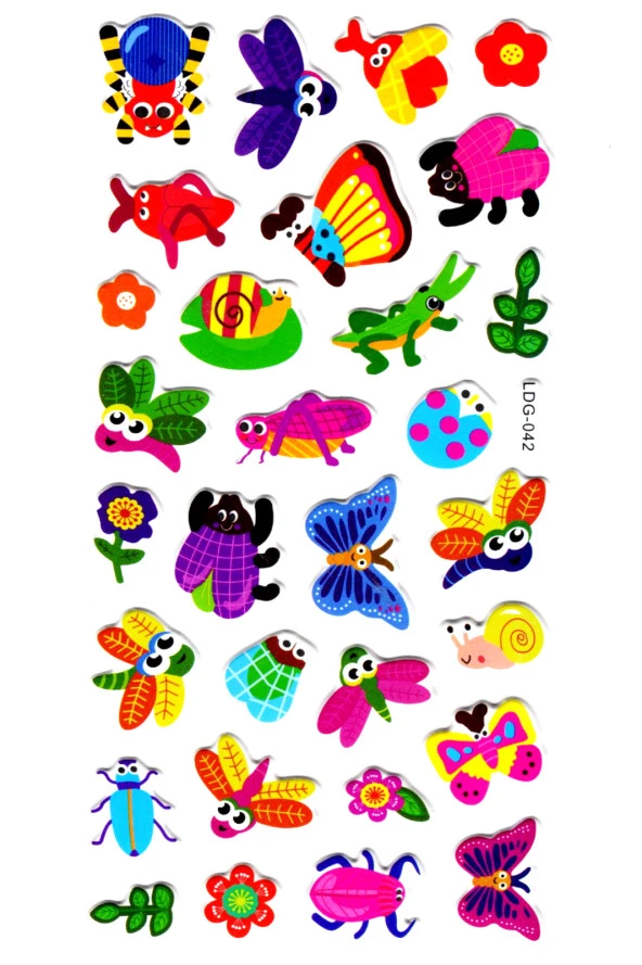 Sticker Kabartmalı Stiker Defter, Planlayıcı Etiket (Ldg042)-17x9 cm- Renkli Böcekler ürün görseli 1