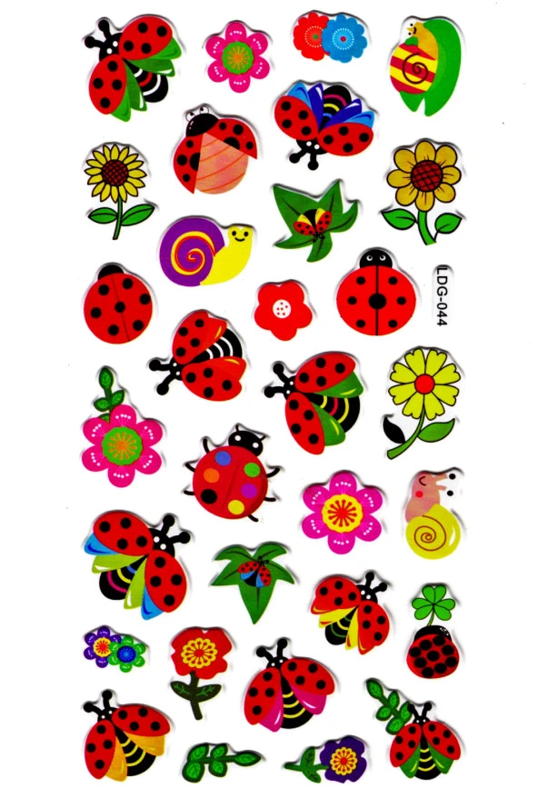 Sticker Kabartmalı Stiker Defter Planlayıcı Etiket (Ldg044)-17x9 cm- Uğurböceği ürün görseli 1