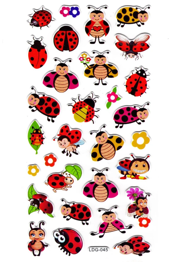 Sticker Kabartmalı Stiker Defter Planlayıcı Etiket (Ldg045)-17x9 cm- Sevimli Uğurböceği ürün görseli 1