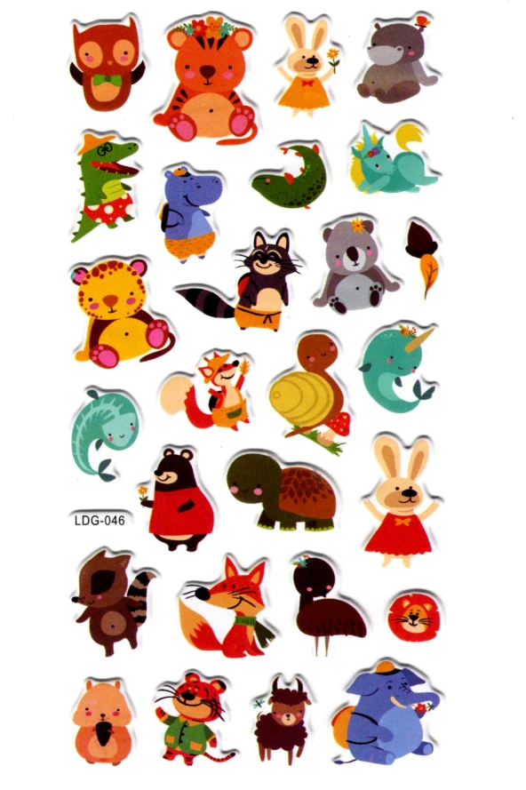 Sticker Kabartmalı Stiker Defter Planlayıcı Etiket (Ldg046)-17x9 cm- Şirin Hayvanlar ürün görseli 1
