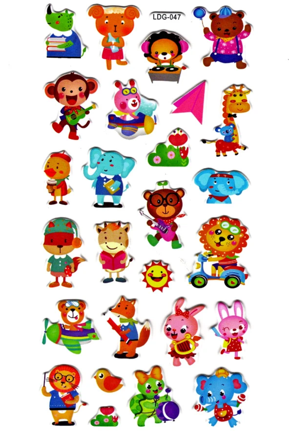 Sticker Kabartmalı Stiker Defter Planlayıcı Etiket (Ldg047)-17x9 cm- Parti Hayvanlar ürün görseli 1