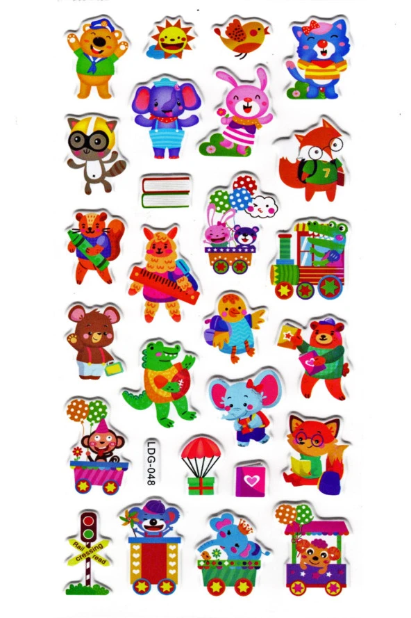 Sticker Kabartmalı Stiker Defter Planlayıcı Etiket (Ldg048)-17x9 cm- Okul Hayvanlar ürün görseli 1