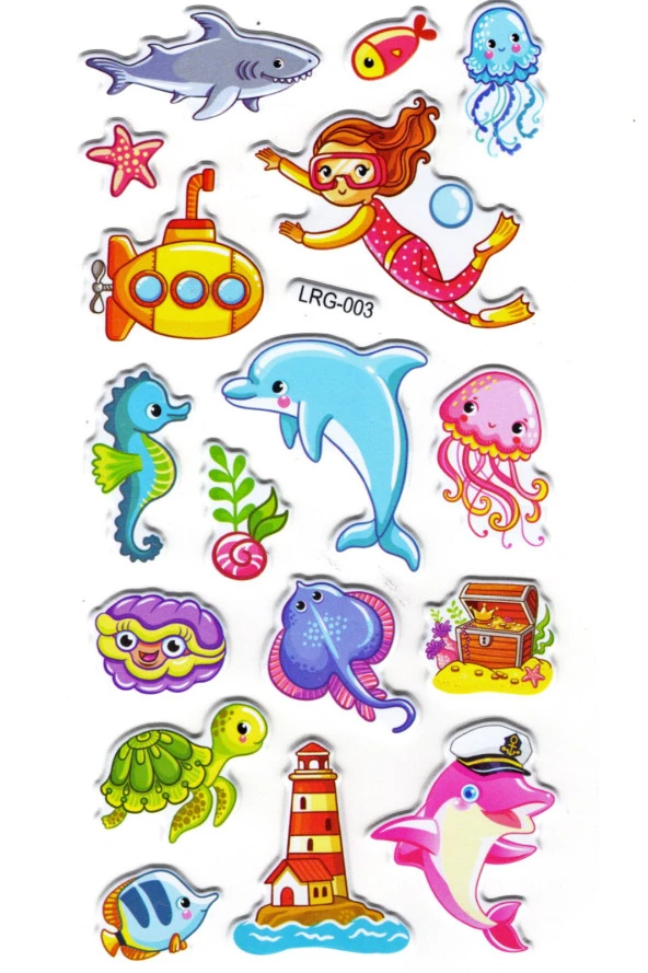 Sticker Kabartmalı Stiker Defter Planlayıcı Etiket (Lrg003)-17x9 cm- Deniz Dalgıç ürün görseli 1
