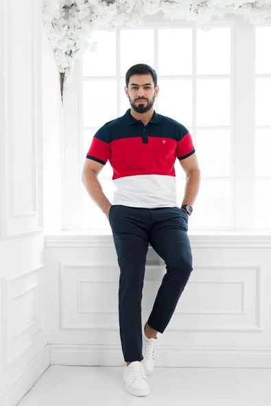Paul Martin Polo Yaka %100 Pamuk Büyük Parça Desenli Regular Fit T-shirt ürün görseli 1