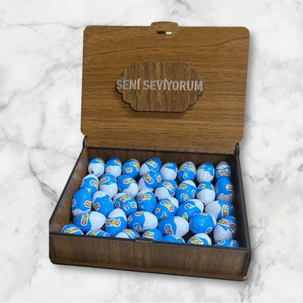 Ozmo Mini Yumurta Seni Seviyorum Yazılı Ahşap Hediye Kutusu 35 Adet Yumurta Sevdiklerinize Hediye Ozmo Mini Eggs Ahşap Kutulu ürün görseli 1