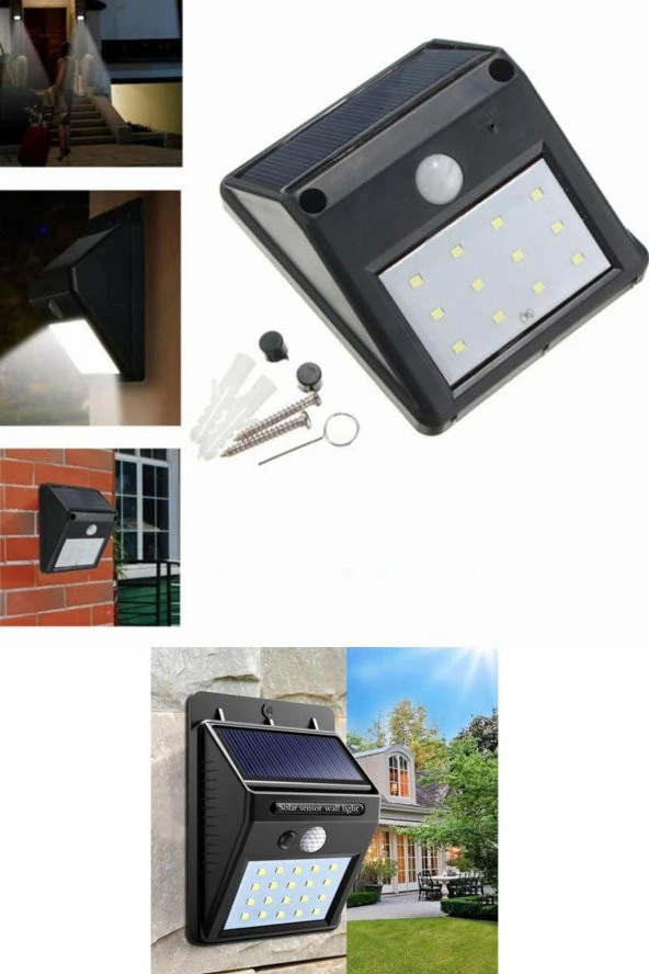 Sensörlü Solar Duvar Lambası 20 Ledli ürün görseli 1