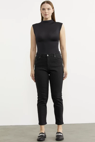 Likralı Fit Mom Jean - Siyah ürün görseli 1