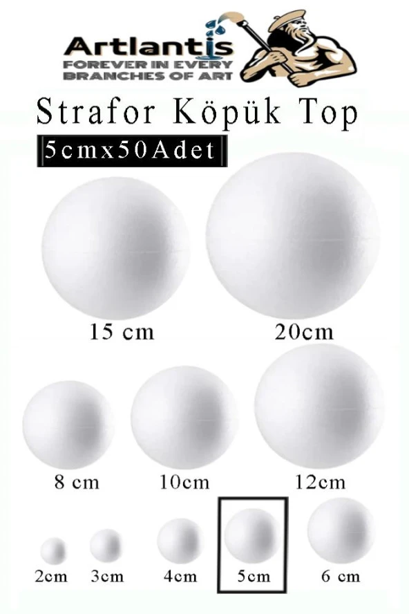 Strafor Köpük Top 5 cm 50 Adet Köpük Top Küre Toplar Yuvarlak Strafor Köpük Top Okul Deney Hobi Sanat ürün görseli 1