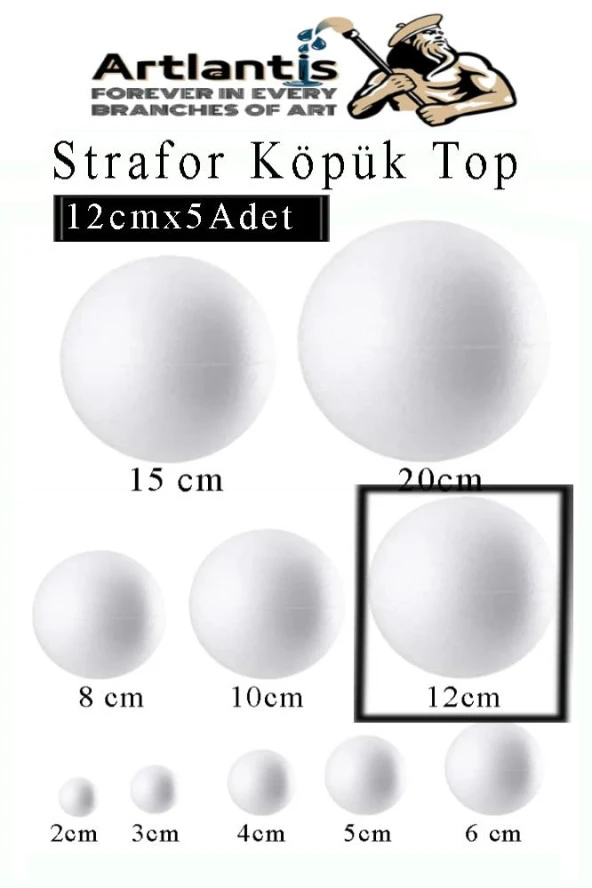 Strafor Köpük Top 12 cm 5 Adet Köpük Top Küre Toplar Yuvarlak Strafor Köpük Top Okul Deney Hobi Sanat ürün görseli 1