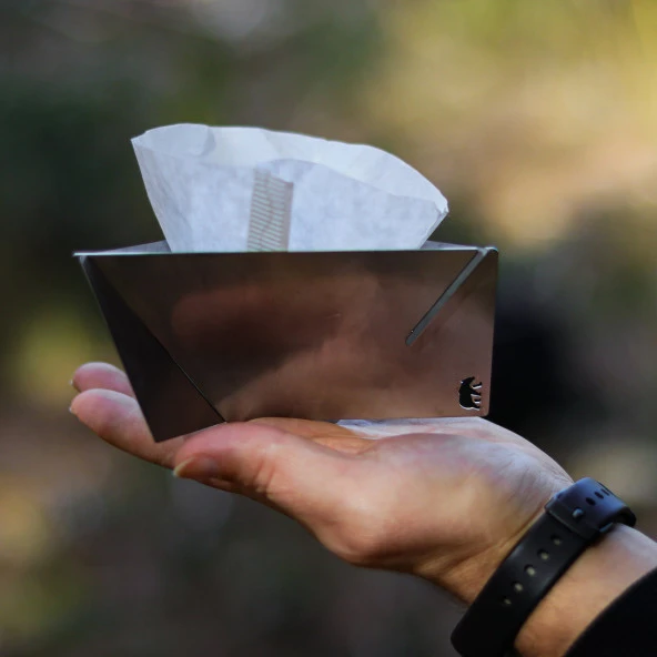 Kamp Ayısı® CoffDripp™ V60 Filtre Kahve Demlik: Katlanabilir Paslanmaz Çelik Kahve Dripper ürün görseli 1