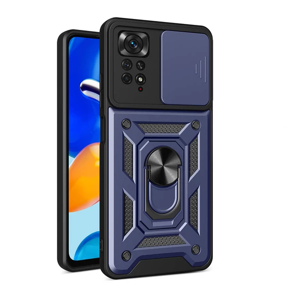 Vendas Xiaomi Redmi Note 11 Pro 4G Kılıf Magnetik Standlı Kamera Korumalı Zore Sürgülü Vega Kapak ürün görseli 1