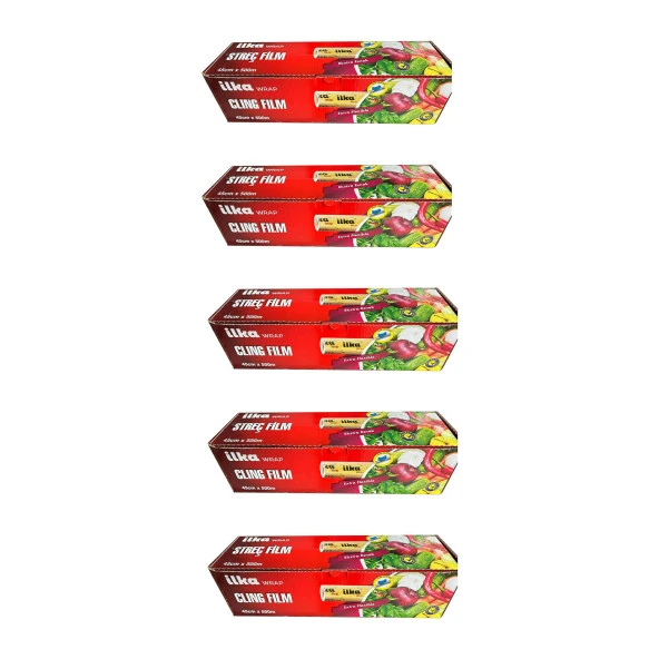 İlka Şeffaf Mutfak Rulo Streç Film Folyo - 45 Cm. x 500 Metre - Gıdaya Uygun - 5 Paket ürün görseli 1